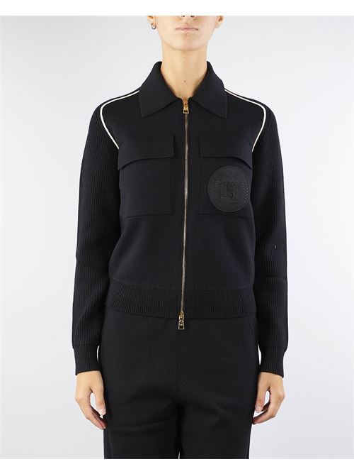 Viscose bomber jacket with logo patch Elisabetta Franchi ELISABETTA FRANCHI | Sweater | MK71S46E2685